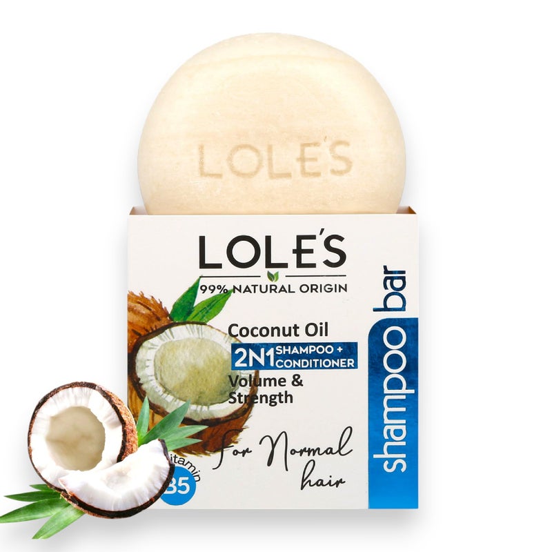 LOLE'S Shampoo Bar and Conditioner 2in1 with Jojoba Oil for Itchy Scalp & Dandruff, Moisturizes & Cleans Scalp, Travel Shampoo, Silicone Free, 3.5Oz - Image 1